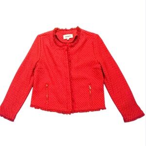 BB Dakota Red Tweed Jacket with Gold Zippers Size Medium